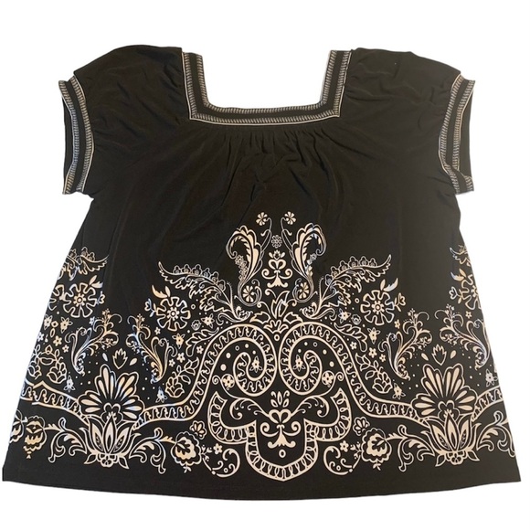 Apt. 9 Black & White Comfort Stretch Blouse, [Sz PXL] **FLAW NOTED** - Picture 9 of 9